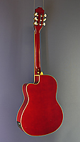 Beaver Creek, rote Konzertgitarre mit Pickup massiver Fichtendecke, Cutaway, Tonabnehmer, R&uuml;ckseite