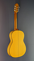 Ricardo Moreno, Modell 1a Flamenca, Flamenogitarre mit massiver Fichtendecke und Zypresse an Zarge und Boden, R&uuml;ckseite