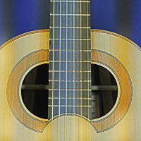 Hein Gitarrenbau luthier guitar shape after Santos Hernandez (1924) and double soundhole after Francisco Simplicio (1930), spruce, rosewood, scale 65 cm, year 2024, double soundhole, rosette, label