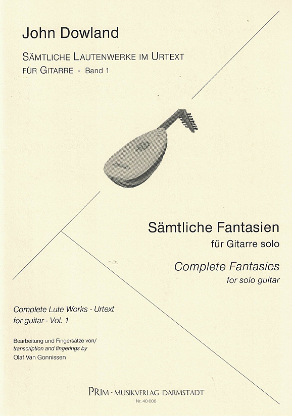 John Dowland: Fantasien bearbeitet f&uuml;r Gitarre solo von Olaf van Gonnissen, Noten Gitarrennoten