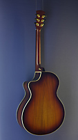 Faith Blood Moon Serie Neptune, sunburst lackierte Steelstring Gitarre, Grand Auditorium Form vollmassiv Trembesi, Cutaway, Pickup, R&uuml;ckseite