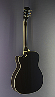James Neligan Steelstring Gitarre, Mini-Jumbo-Form, Mahagoni, Pickup und Cutaway, schwarz, R&uuml;ckansicht